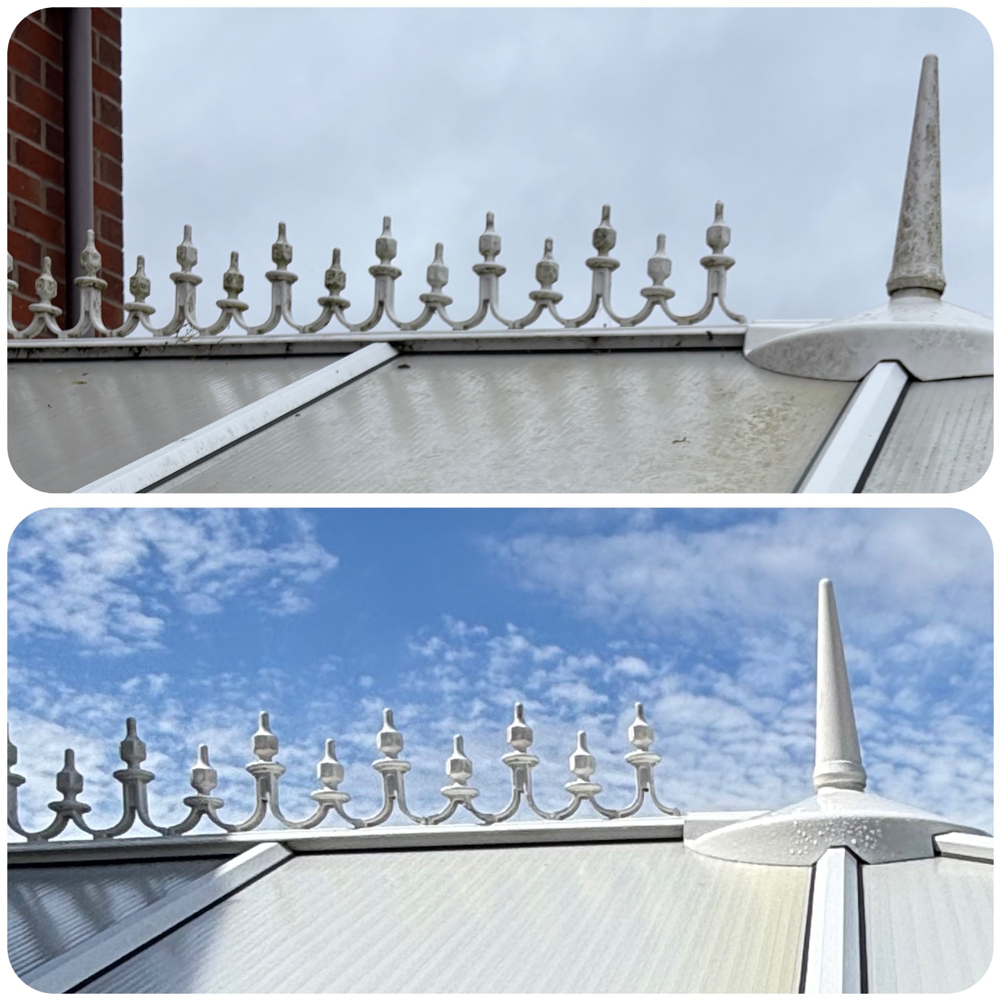 Conservatory roof before and after cleaning at a residential property in Waddington — photo 1